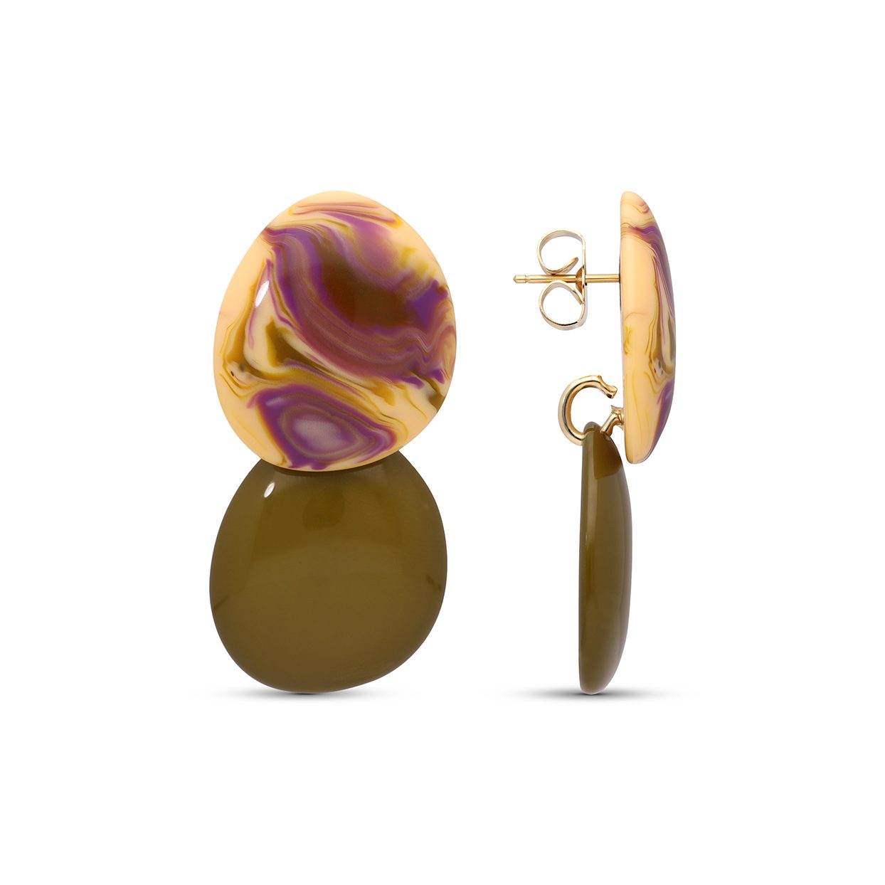 Petite Pauline Earrings_Olive Swirl_1
